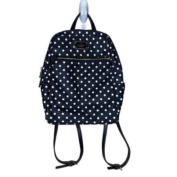 Kate Spade Hilo Blake Avenue Nylon Mini Backpack Purse Black White Diamond Dot main image 6